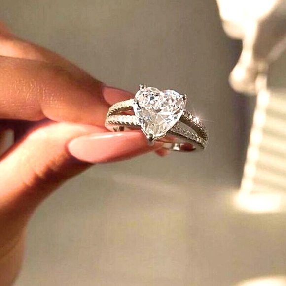 Jewelry - New Eternity 925 Silver Princess Cut Diamond Heart Ring